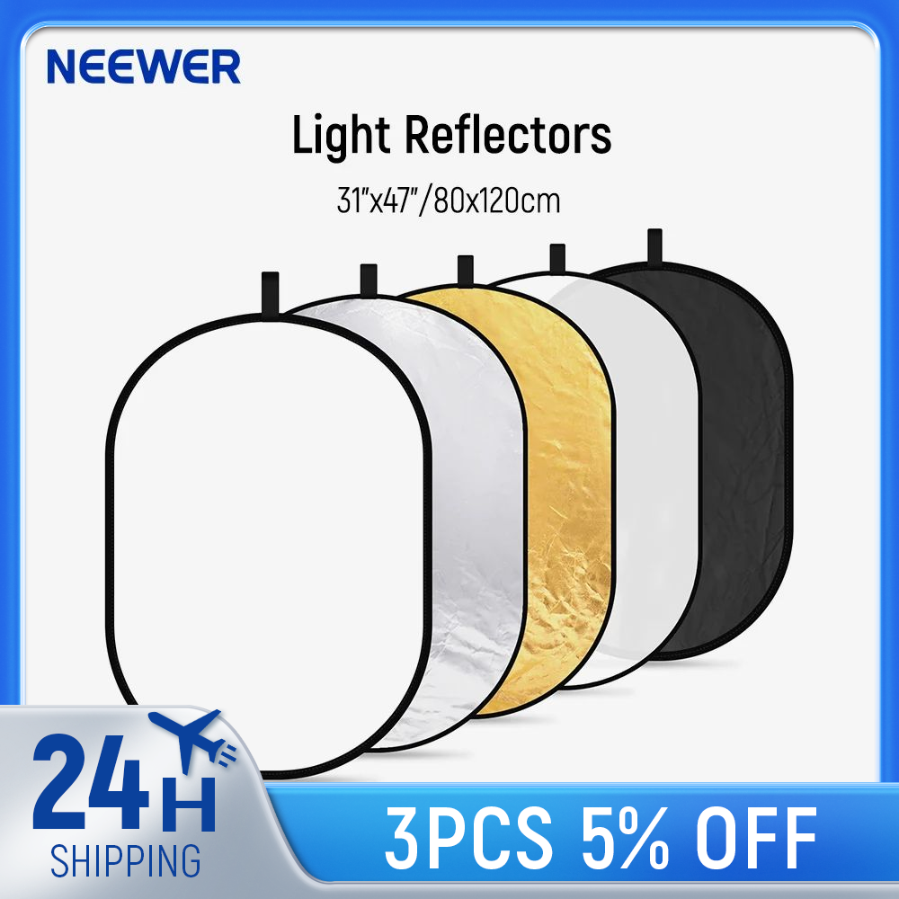 Reflector Disc Silver - Neewer 5-in-1 Oval Professional Collapsible Multi-Disc