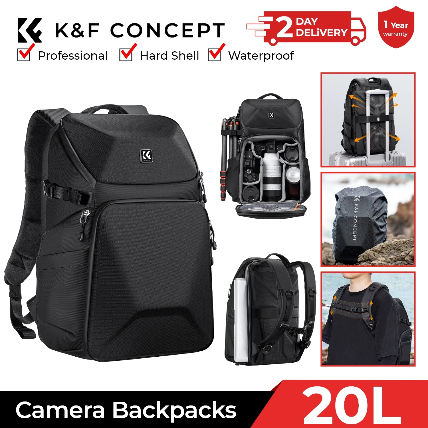 K&F CONCEPT 20L Camera Backpac - Photography Lighting Bag 리뷰 및 가격