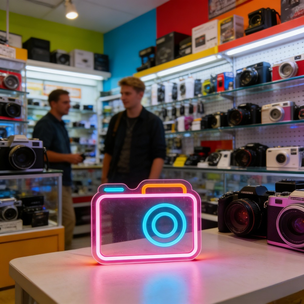 Camera Neon Sign LED Wall Art  - Photography Studio Lighting Set Up 리뷰 및 가격