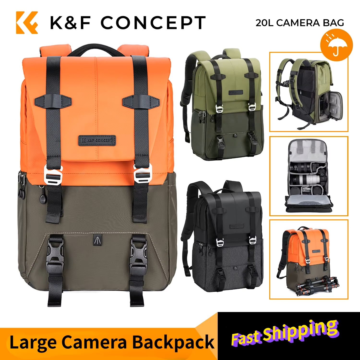 K&F CONCEPT Camera Backpack Tr - Photography Lighting Bag 리뷰 및 가격