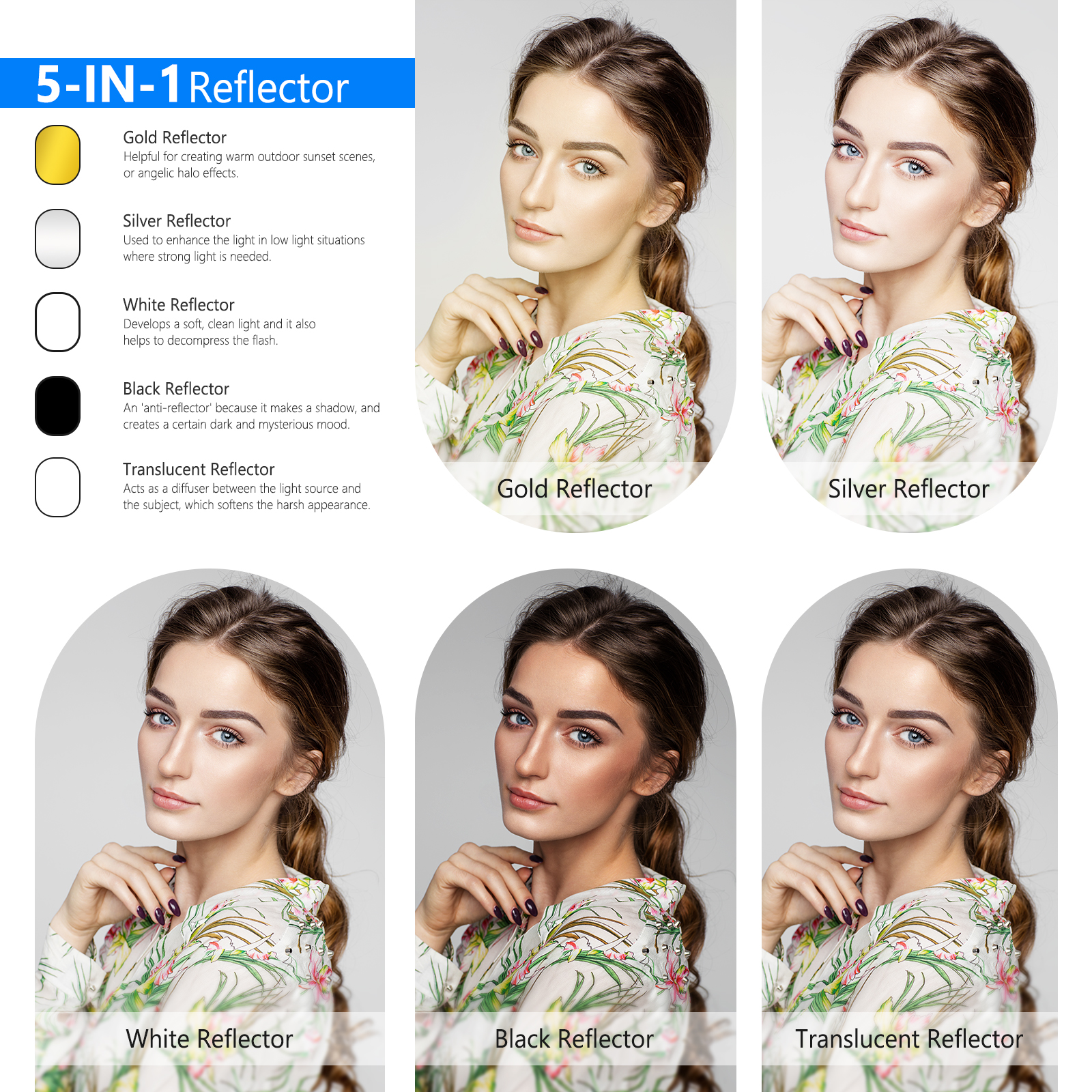 Neewer 5-in-1 Oval Professiona - Reflector Disc Silver 리뷰 및 가격