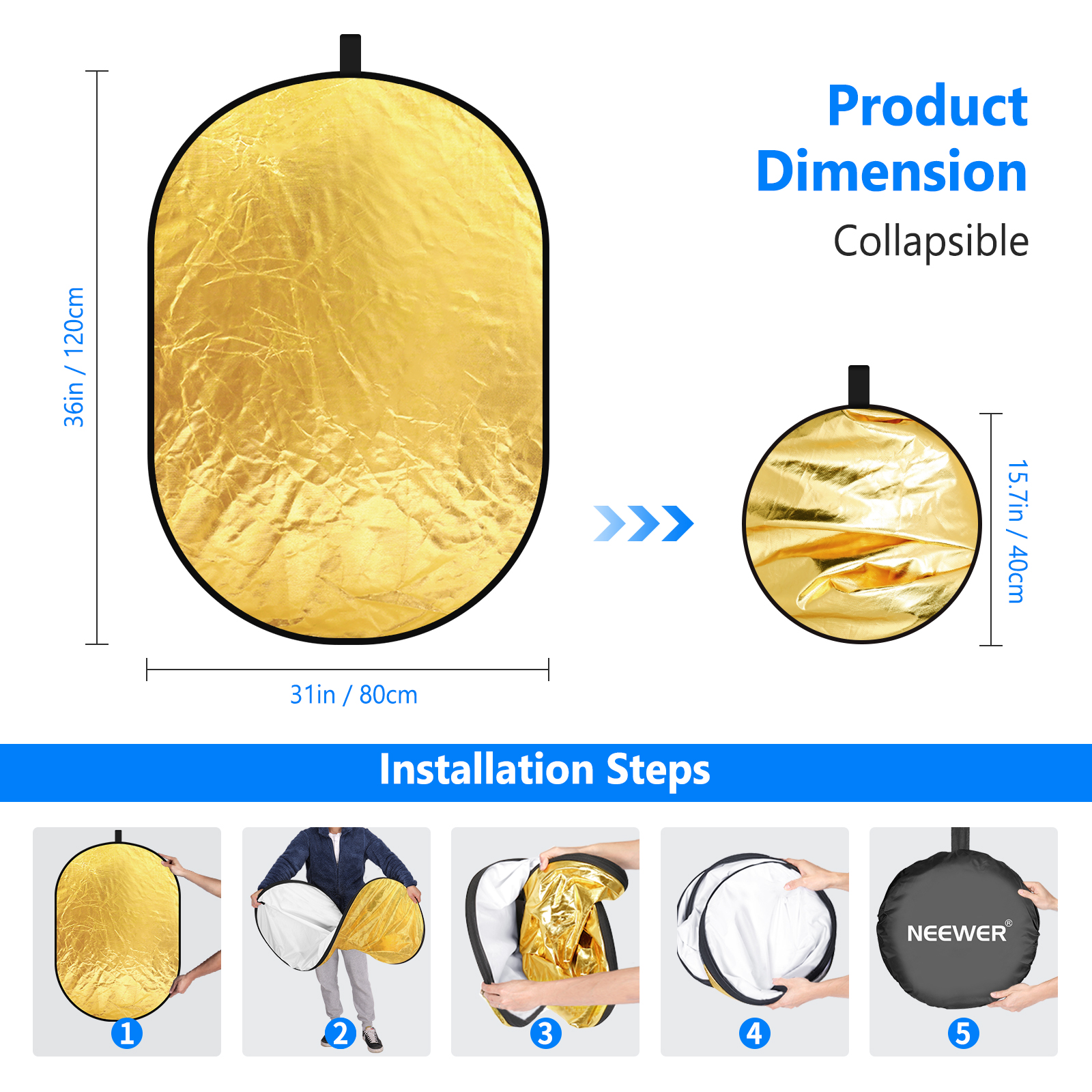 Neewer 5-in-1 Oval Professiona - Reflector Disc Silver 리뷰 및 가격