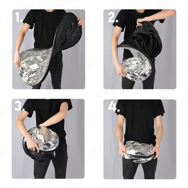 2-in-1 40cm Collapsible Round  - Reflector Disc Silver 리뷰 및 가격