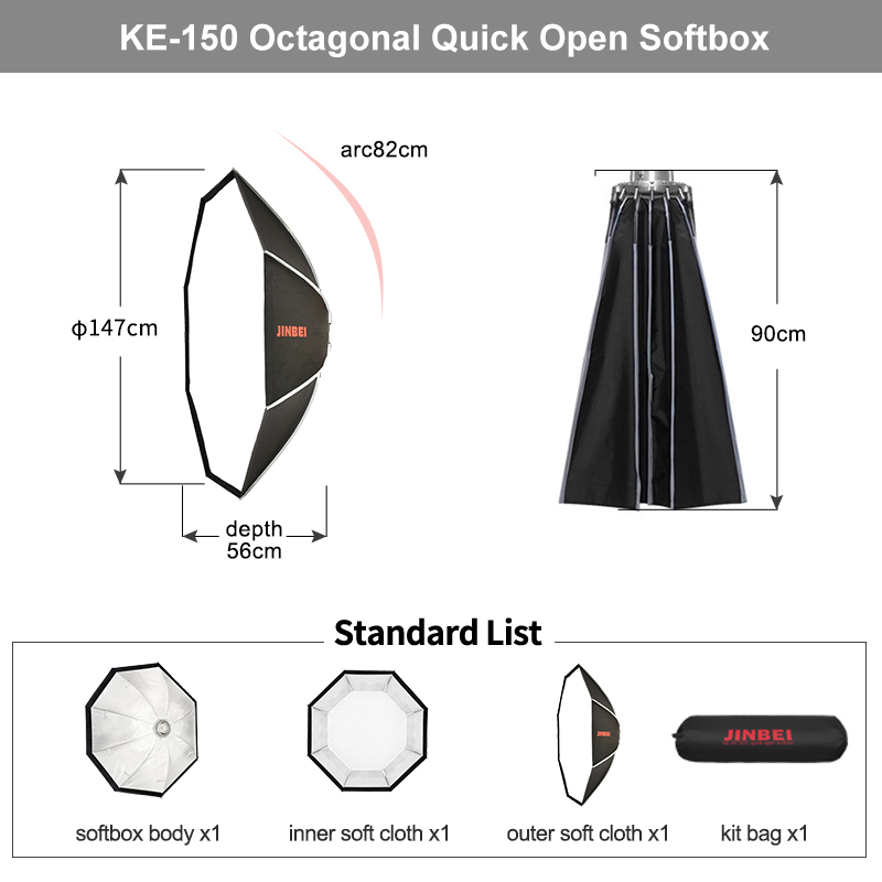 JINBEI KE- 150cm Quick Set-up  - Photography Studio Lighting Set Up 리뷰 및 가격